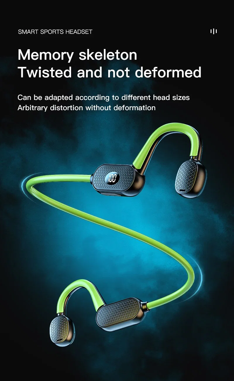 Waterproof Bone Conduction Headset Sports Hook Headphones with Mic Handsfree Calling Ear Hook Black Movement Earphone.