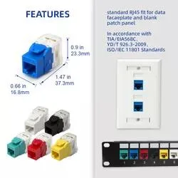 El color amarillo RJ45 Cat5e de 180 grados sin blindaje modular Toolless Keystone Jack RJ45 cable UTP Cat5e CAT6 CAT6A Keystone Jack