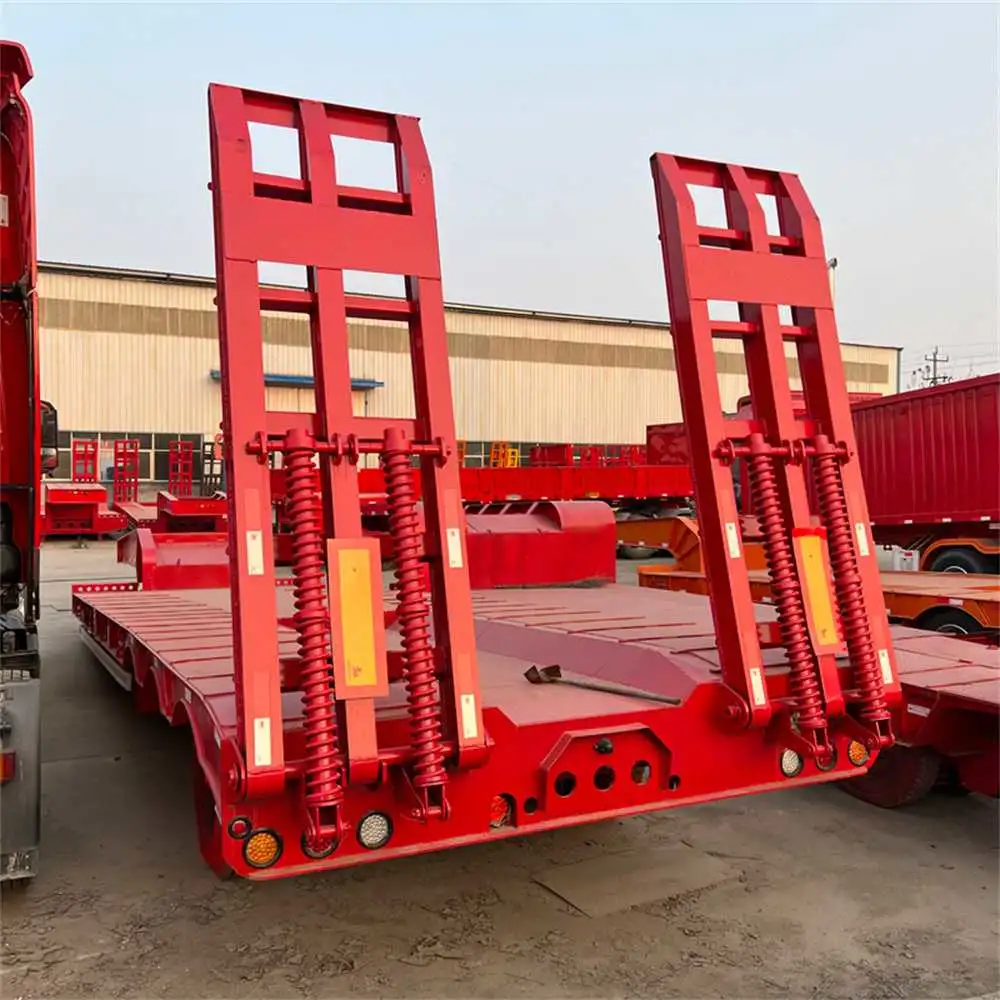 Good Price 60 Ton 3 Axle Extendable Low Bed Trailer / Low Flatbed Semi Trailer / Low Boy Truck Semi Trailer