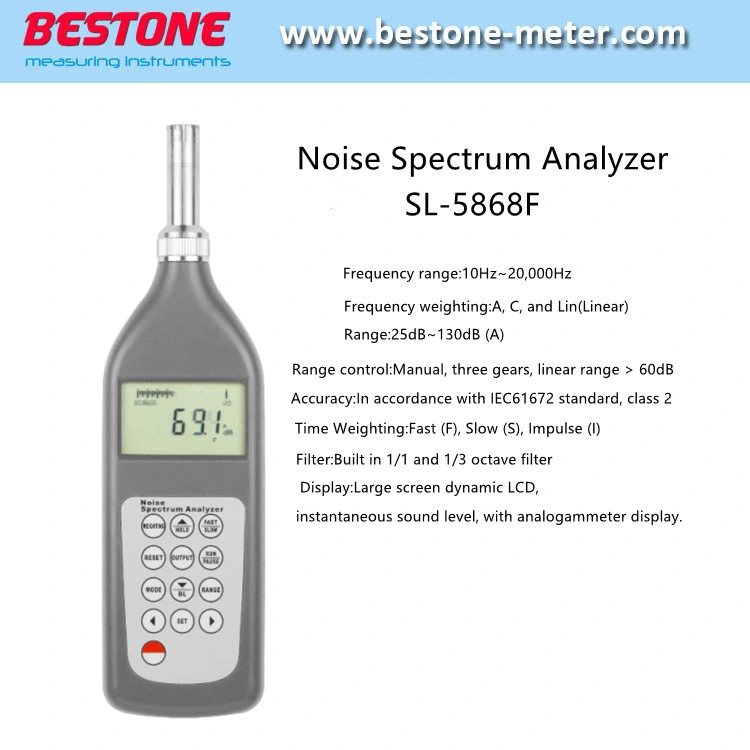 Noise Spectrum Analyzer Universal Sound Level Meter with Manual Automatic Frequency Sweep Measurement Function SL-5868f