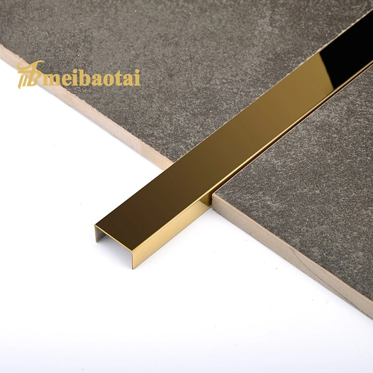 Gold, Rose Gold, Black Mirror, Hairline Steel Tile Edge Trim Ss U Profile