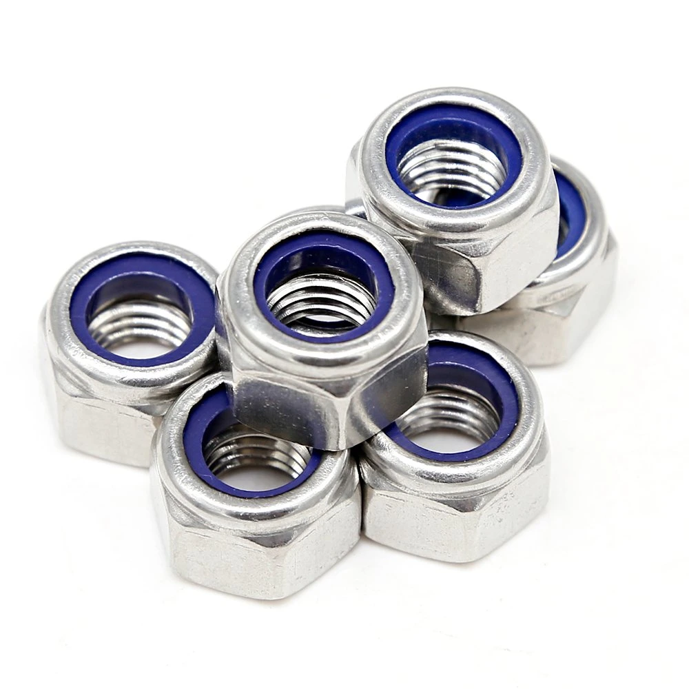 DIN985 Self-Locking Hex Nut with White Nylon Blue Nylon DIN 982 All Metal Hex Nut 304 316 Nylon Insert Lock Nuts