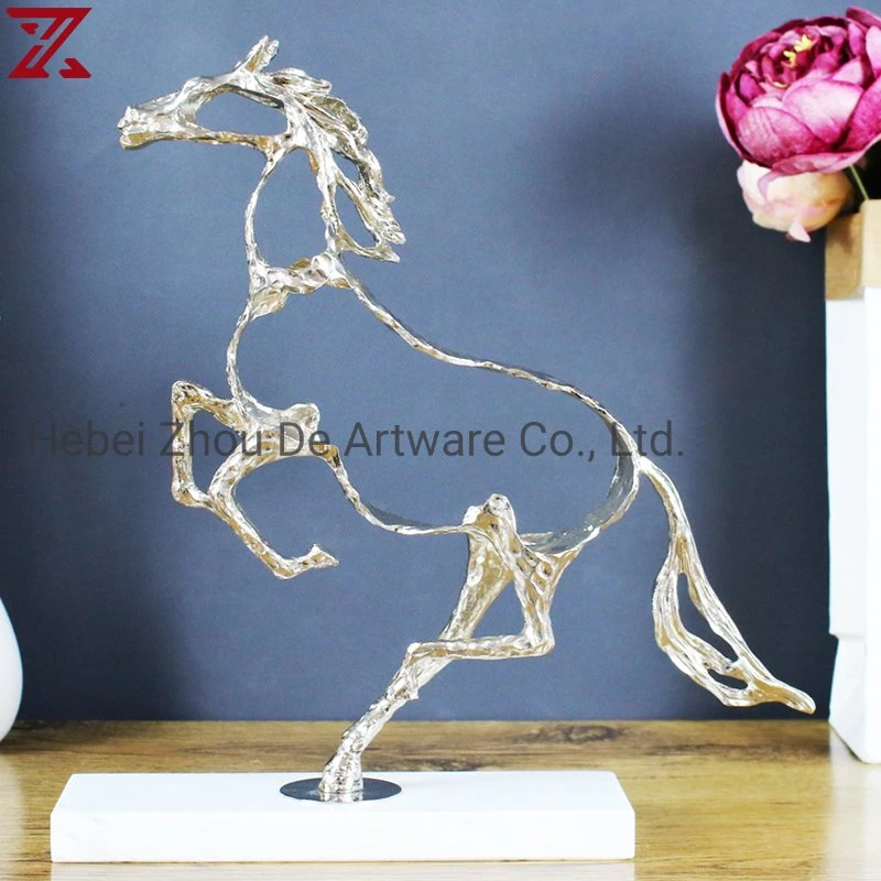 Modern Light Luxury Abstract Hollow Horse Decoration for Office Living Room Tabletop Metal Ornaments