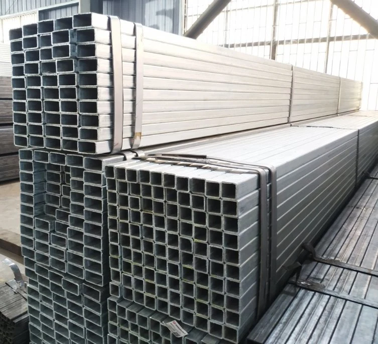 1.0-2.5mm Galvanized Steel Square Rectangular Pipe Hot Dipped Black Painted Pre Galvanized Profiles Hollow Section Shs Chs Rhs Steel Tube for Building Materials