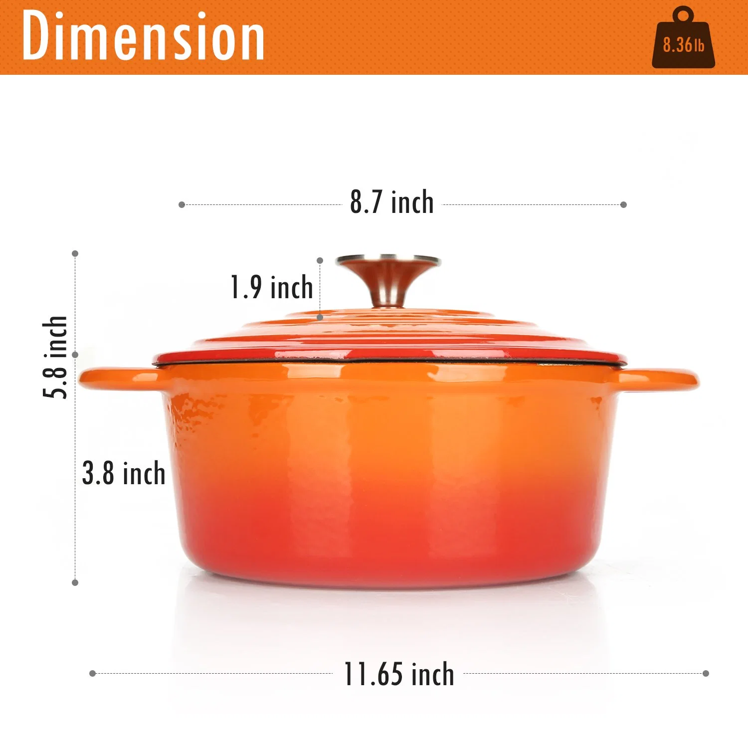 2022 New Design 2.8qt 2.8 Quart 3qt 3 Quart Orange Enameled Cast Iron Casserole Cookware Cooking Pot Soup Pots French Oven Cast Iron Dutch Oven