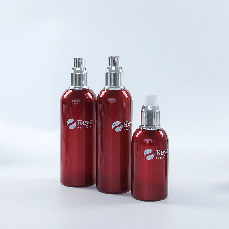 Luxury Red Color Glass Lotion Bottles and Jars Set