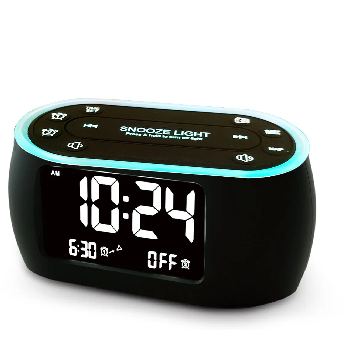 Radio FM PLL digital compatible con USB Cargando luces nocturnas de reloj alarma dual