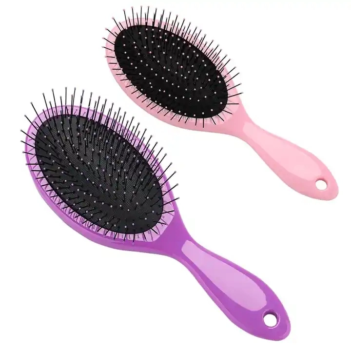 Factory Custom Logo Soft Nylon Bristle Detangling Logo Plastic Wet Hair Brush