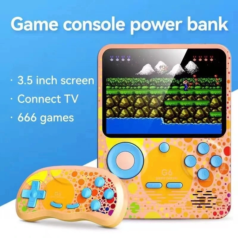 666 in 1 Classic Game Console Macaron Color 3.5"Screen Retro Gaming Machine Classic Game G6 Power Bank Handheld and Game Player