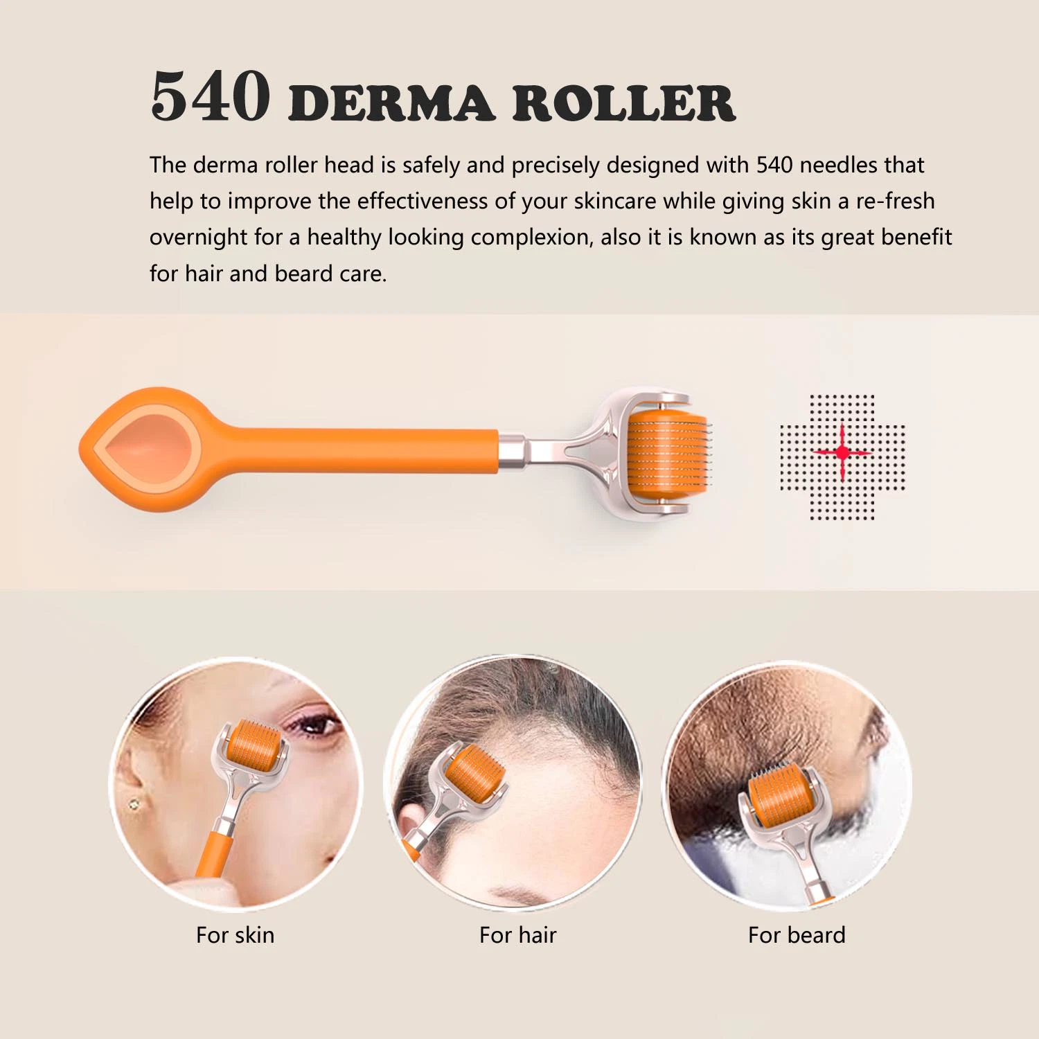 Kit 6en1 Gold Titanium Micro Derma Roller 540 Derma Rolelr