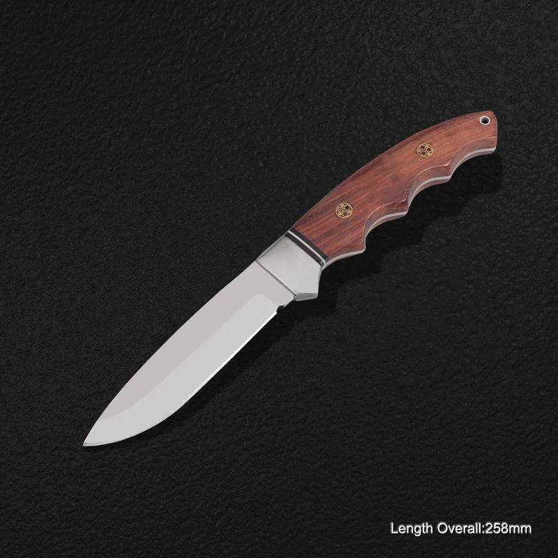 High quality/High cost performance  Stainless Steel Fixed Blade Knife with Wooden Handle (#31207)