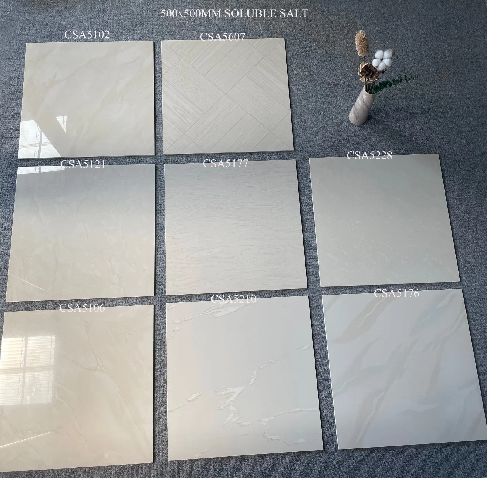 Sal solúvel 500*500mm super brilhante, Nano Gres Porcelanato Banheiro vitrificados porcelana polida e piso de azulejos de parede