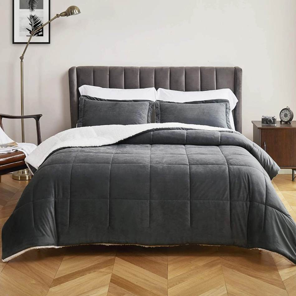 Casaco de peluda Sherpa Flannel Fleece Soft Queen Bed Designer Conjunto de roupas de cama Luxury Comforter sets Winter Quilt