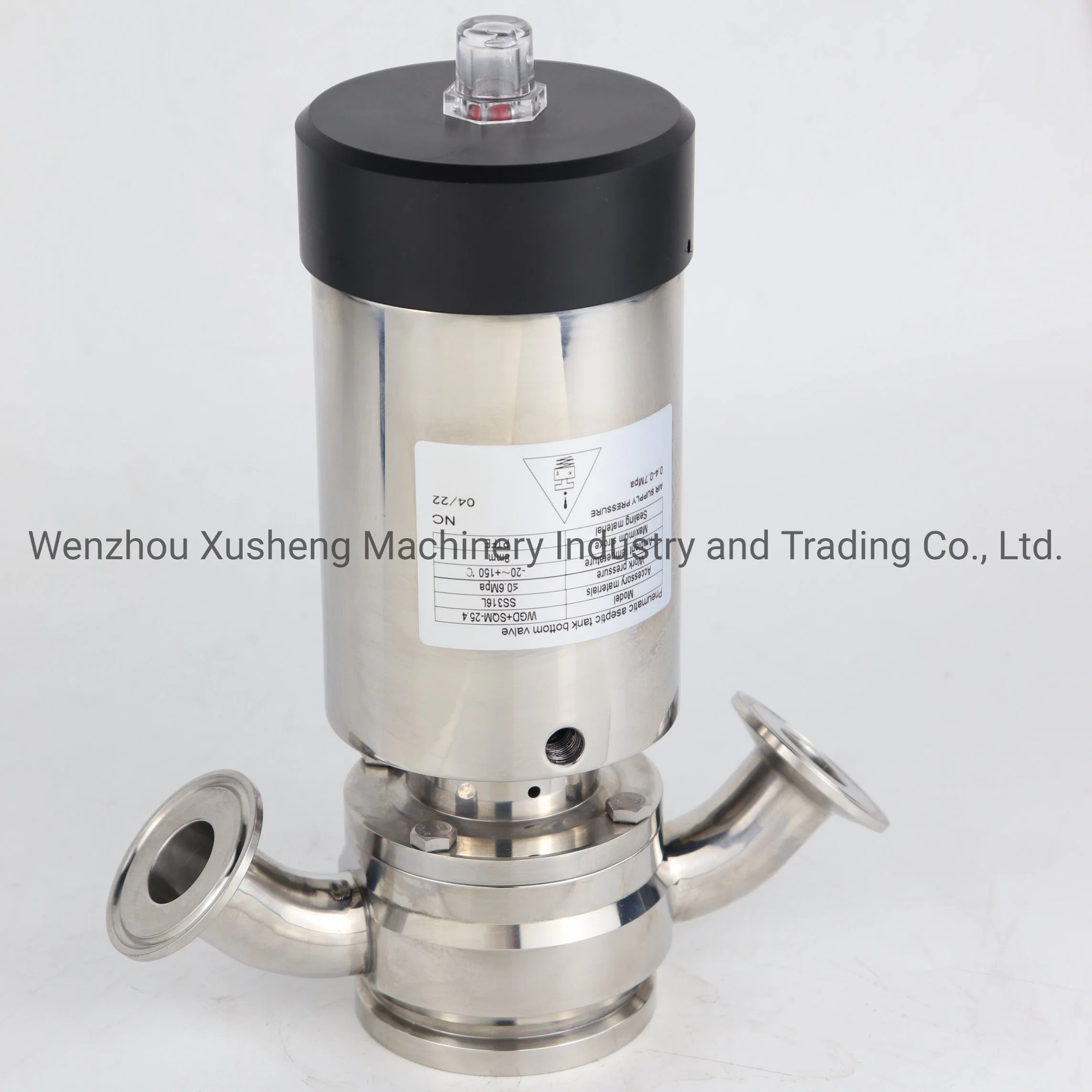 Sanitary Stainless Steel 90 Degree Elbow Pneumatic Tank Bottom Seat Valve