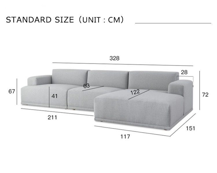 Cooc Nordic Wholesale/Supplier Chinese Modern Linen Fabric Sofa Set L Shape Sectional Sofa Apartment Hotel Wooden Couch Villa Living Room Home Furniture