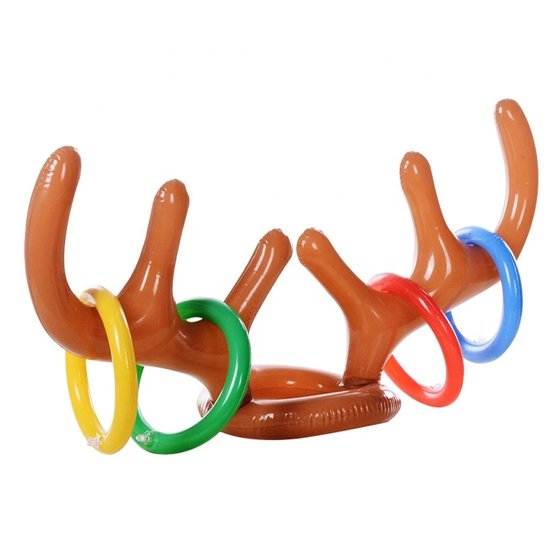 PVC-Weihnachtsdekoration Geschenk Aufblasbare Rentier Antler Ring Toss Party Spiel Hut Spielzeug für Weihnachten Feiertagsfeier liefert Gefälligkeiten