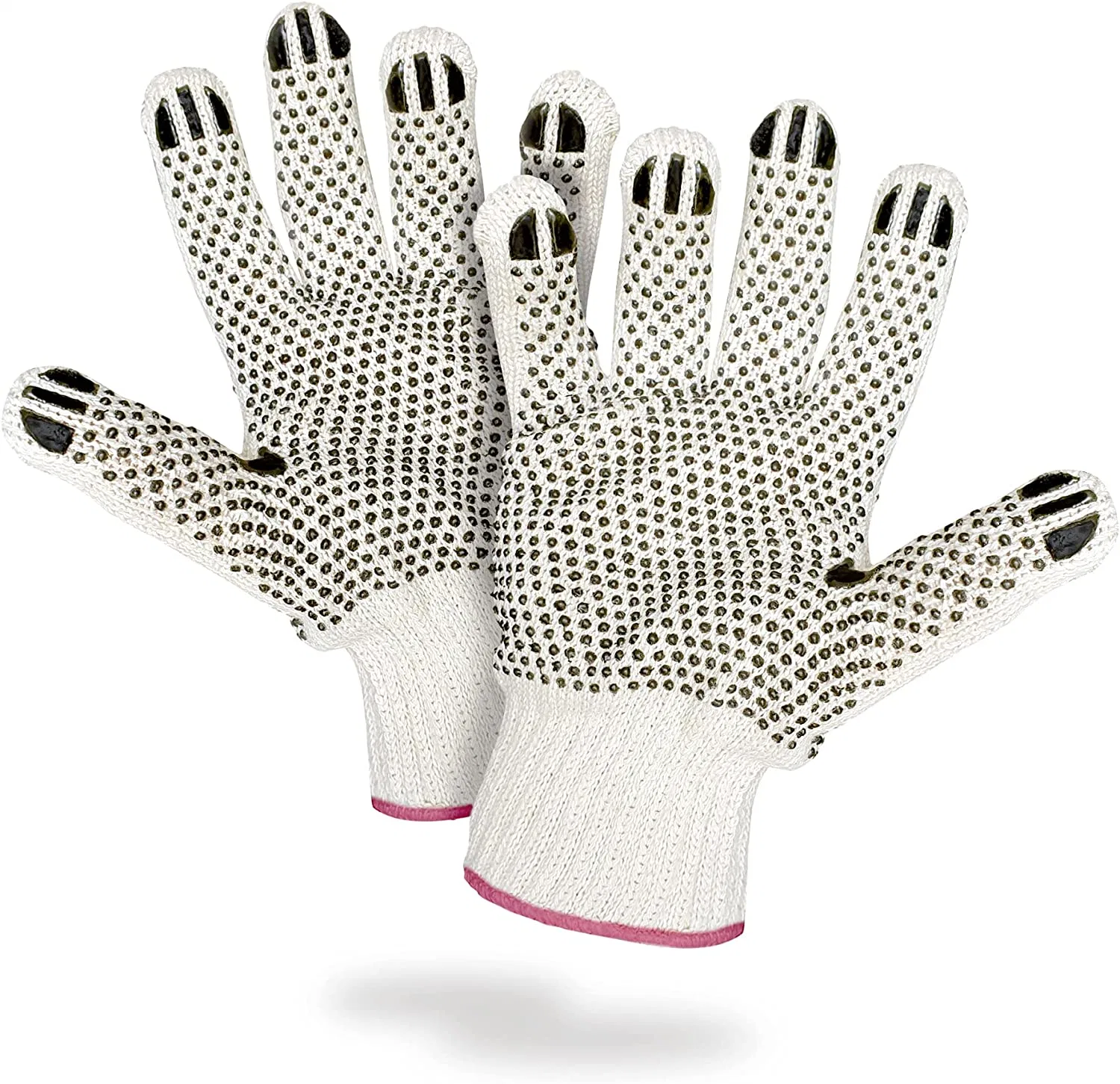 Double Side Black PVC Dotted Working Gloves with Rubber Dots