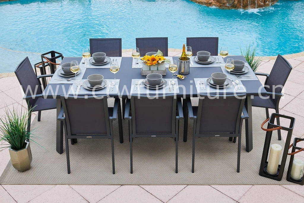 Hot Sales Aluminum Mesh Fabric Garden Outdoor Dining Chair and Table Set