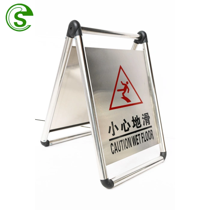 Stainless Steel 201 Waterproof Folding Hotel Wet Floor Warning Sign Board