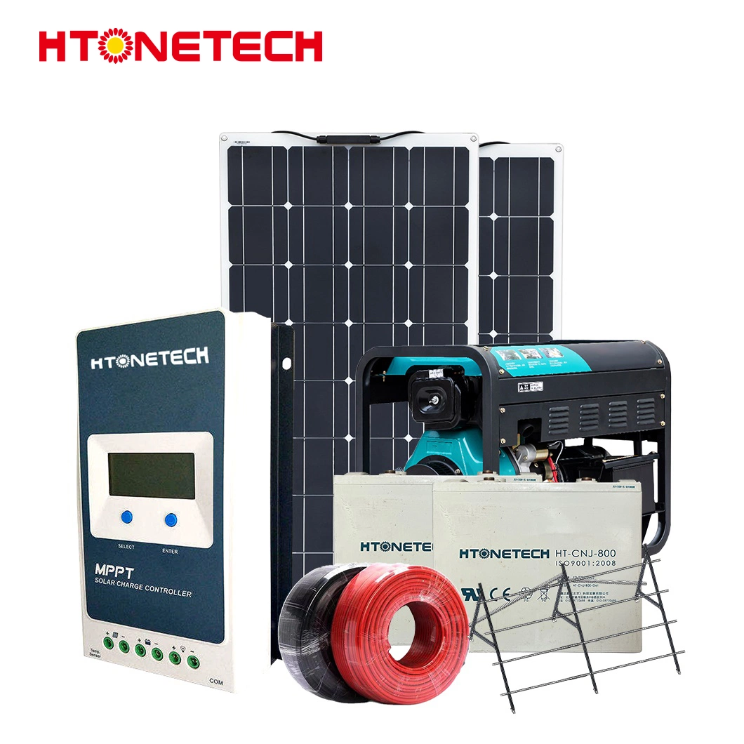 Htonetech 3 kW système solaire Off Grid Chine 5000W 45029W Panneaux solaires feuille de générateur diesel monocristallin 33 kVA terminé Système solaire Grid Home