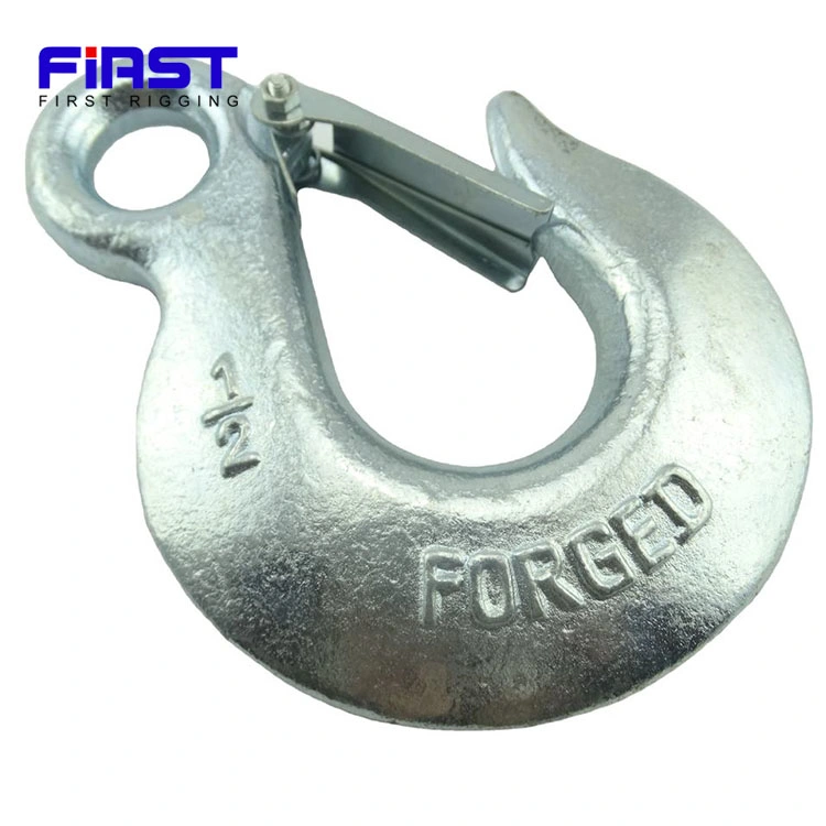 Us Type Forged Crane Lifting Alloy Steel Eye Slip Hook with Latch