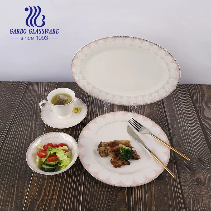 Wholesale Custom Decal Dinner Plate Dinnerware Dish Luxury New Bone China Porcelain Plates