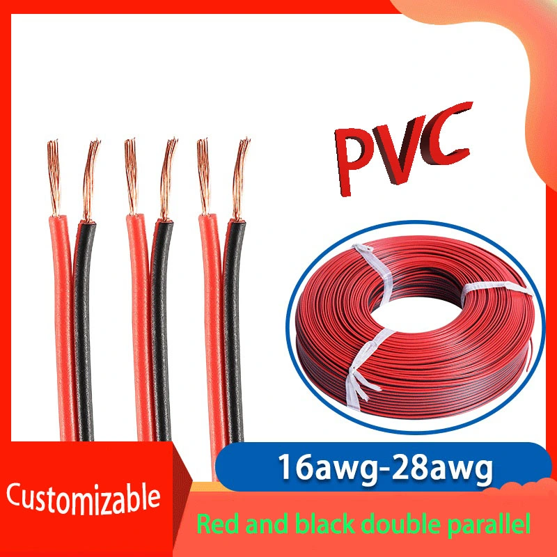 El cable rojo y negro al por mayor de la fábrica paralelo doble el cable 22AWG 20 terminales de batería Cable de alimentación de alambre