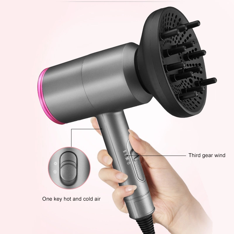 Hair Dryer Lightweight Negative Ionic Hair Heat Blow Dryer with Interchangeable Brush Head