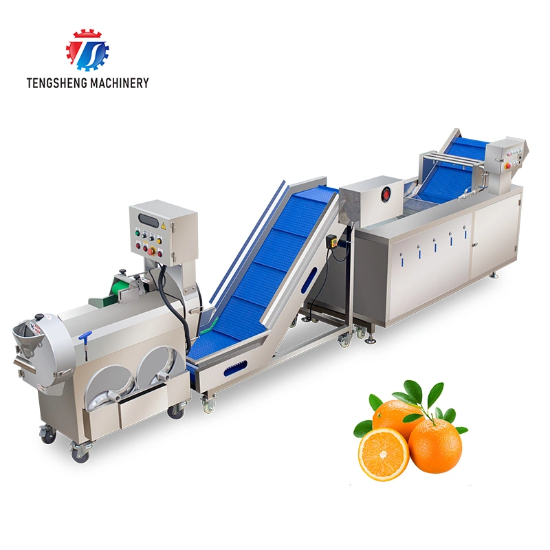 Linha de produção de máquina de corte, elevação e lavagem de alimentos vegetais industriais.