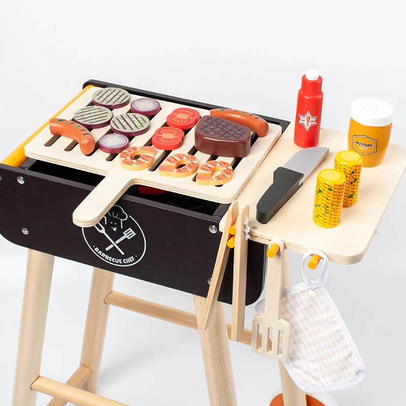 Custom Made BBQ Cart Toy Role Play Barbecue Trolley Toys