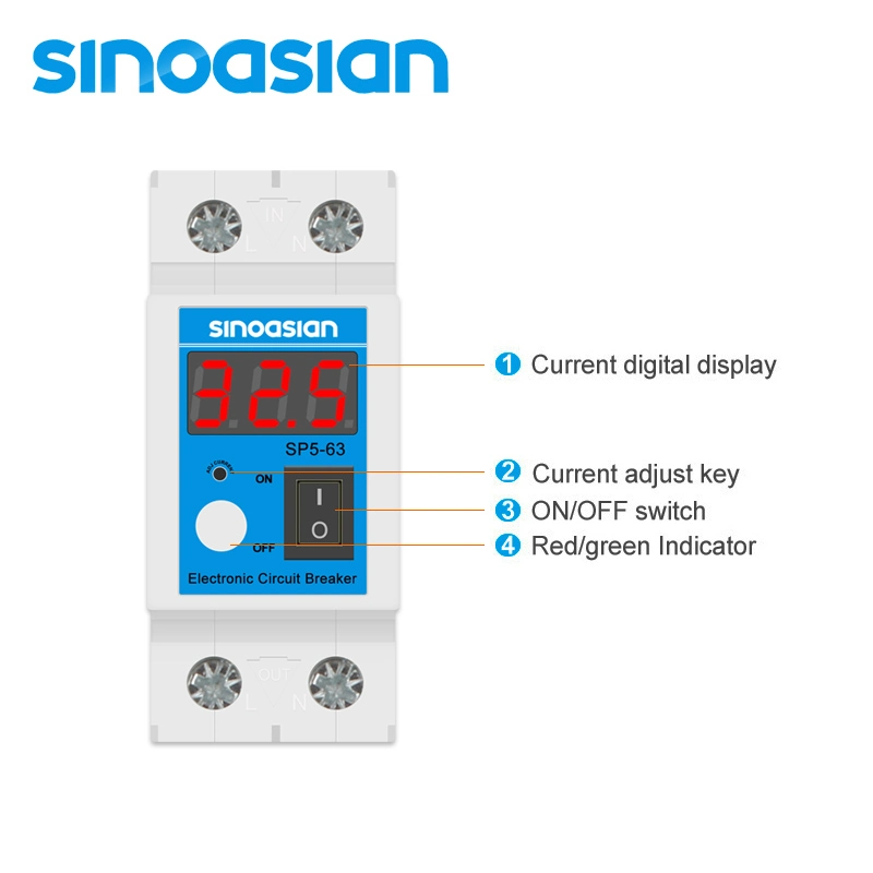 Iraq 40A Current Adjust Overload Electronic Circuit Breaker Short-Circuit Protector