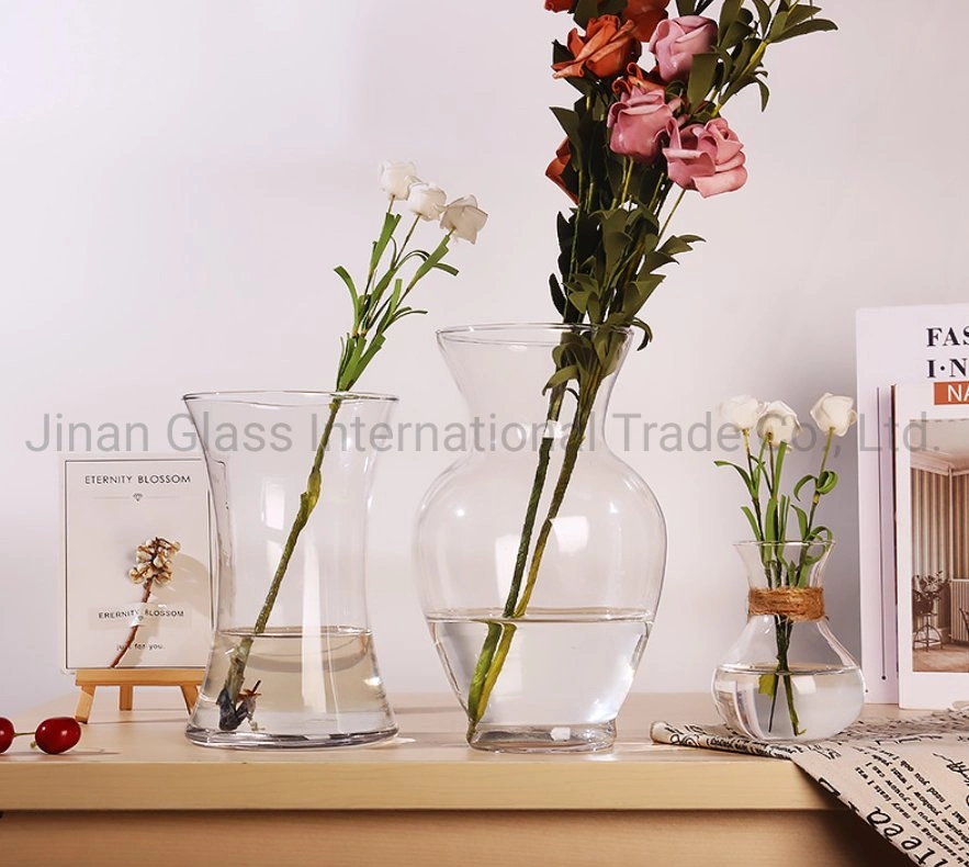 Glass Vase Table Top Hydroponic Plant Fugui Bamboo Vase Green Basket Glass Bottle Creative Waist Simple Decoration