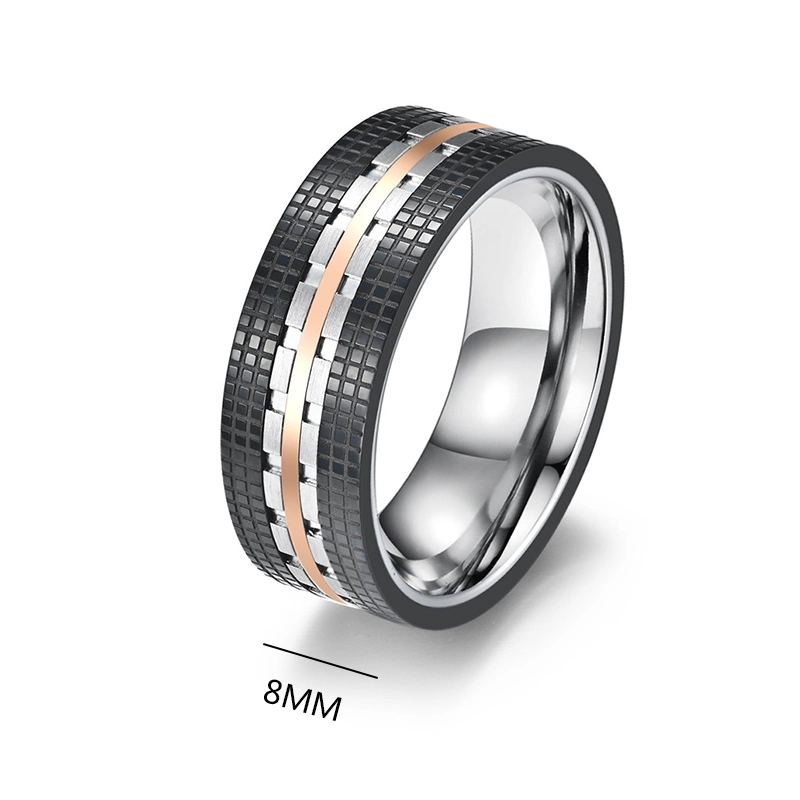 New Fashion Men Atmospheric Double Color Stainless Steel Ring