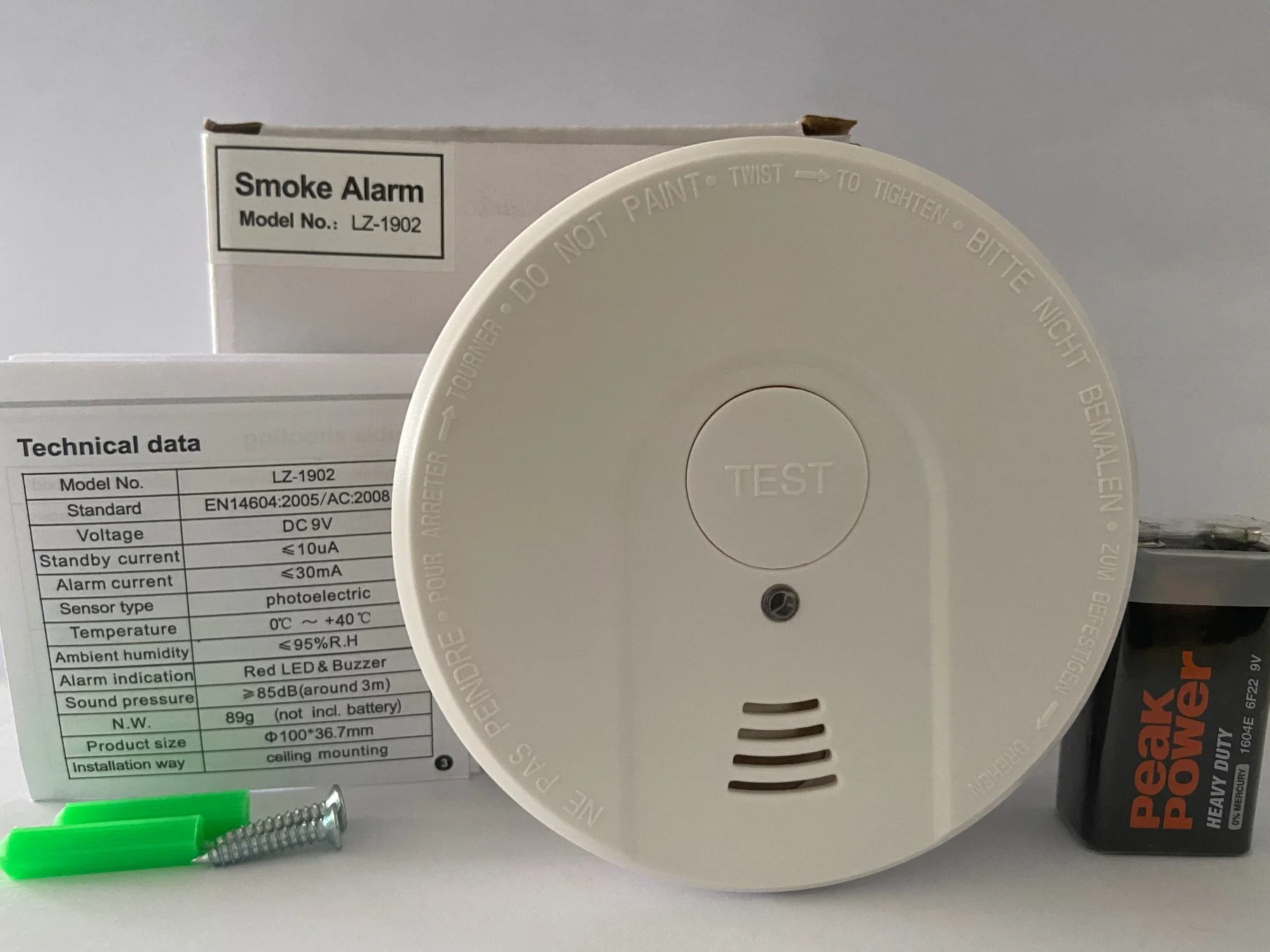 Red LED Buzzer Fire Alarm Detached Standalone Smoke Detector Alarms Sensor