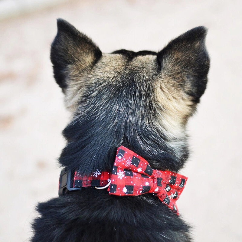 Collar de Pet Gato y Perro Navidad copo de nieve Red cuello de lazo pequeño, mediano y grande cuello de perro