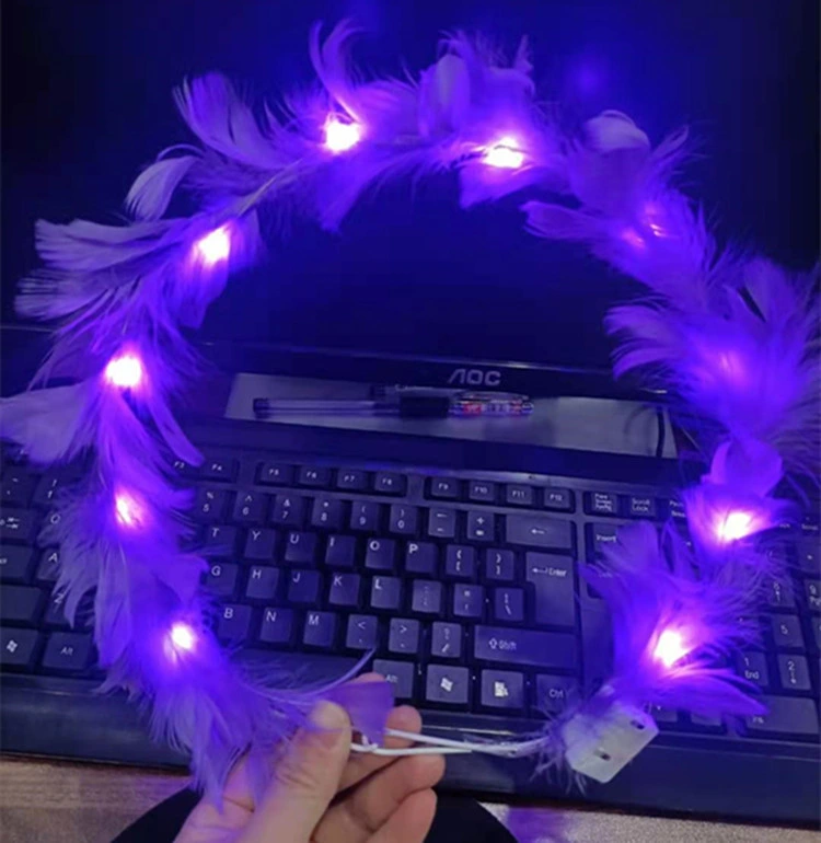 Chica Mujer decoración de pelo LED Neon intermitente Luz hasta la cabecera Luz del pelo