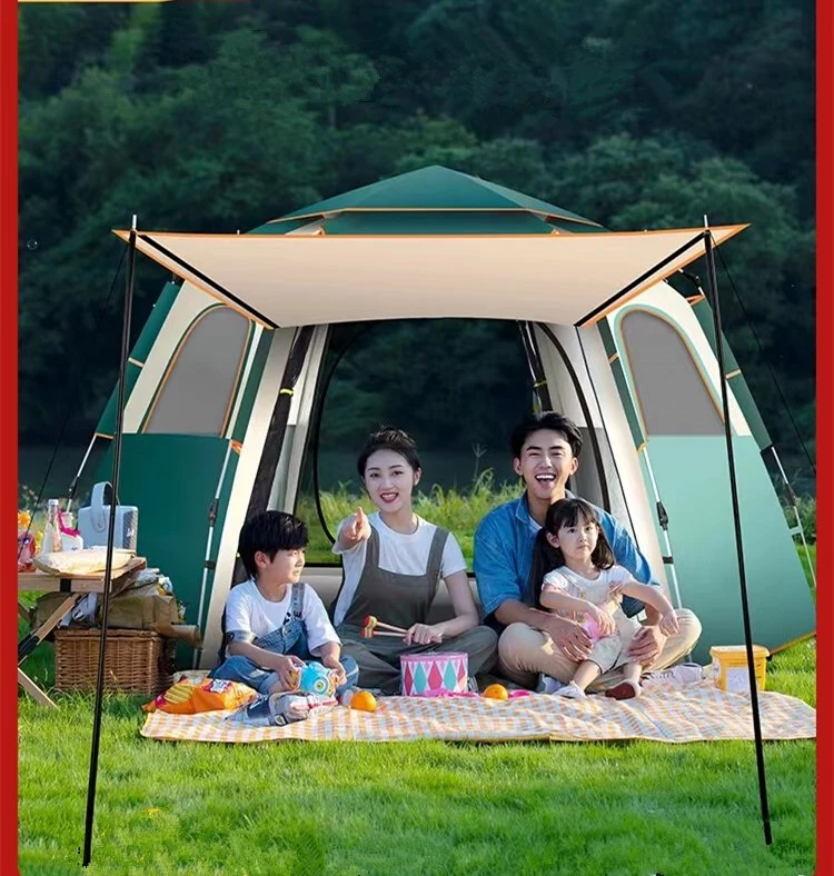 Vinyl Canopy Tent Outdoor Camping Sunshade Picnic Tables and Chairs Sunscreen Octagonal Shape