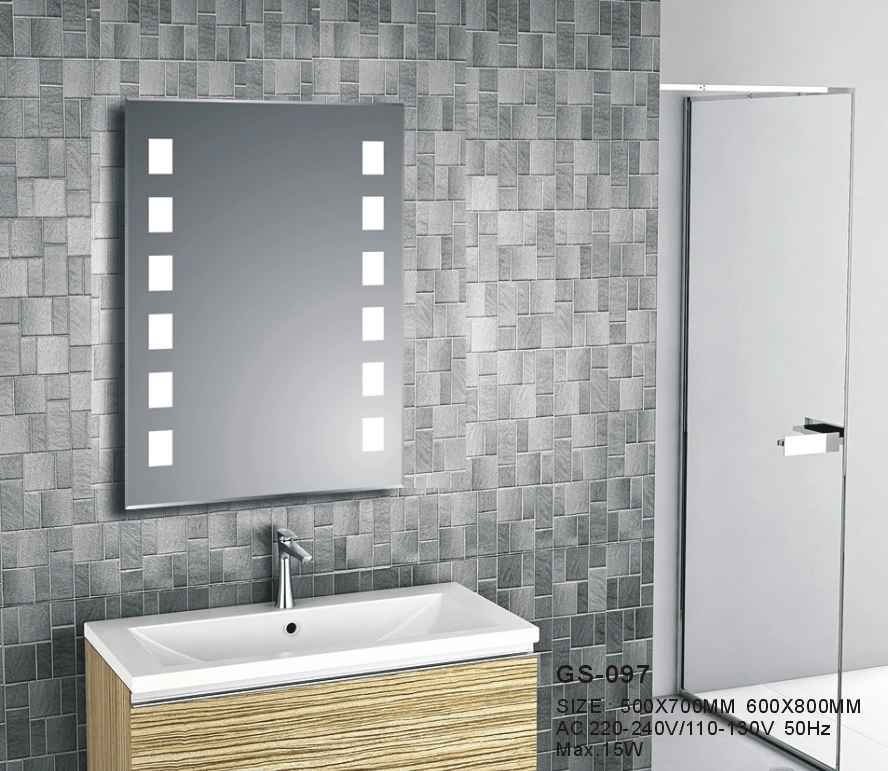 Double Home Decoration LED Wall Silver Bathroom Furniture Vanity Mirror