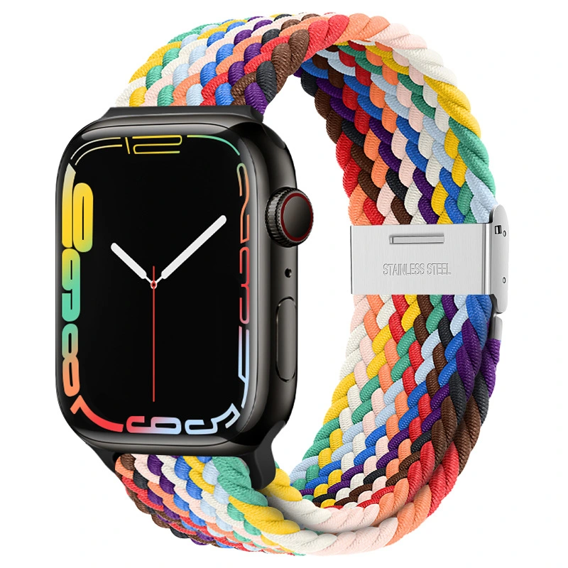 Hot-Sellings Colorful Smart Watch Straps for Applewatch Pg48 Buckle Loop Nylon Woven Strap iWatch7 / 7 Watch Band