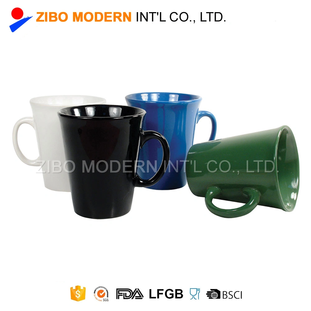 Wholesale V Shape Custom Promotional Ceramic Coffee Mug Cup with Print Design