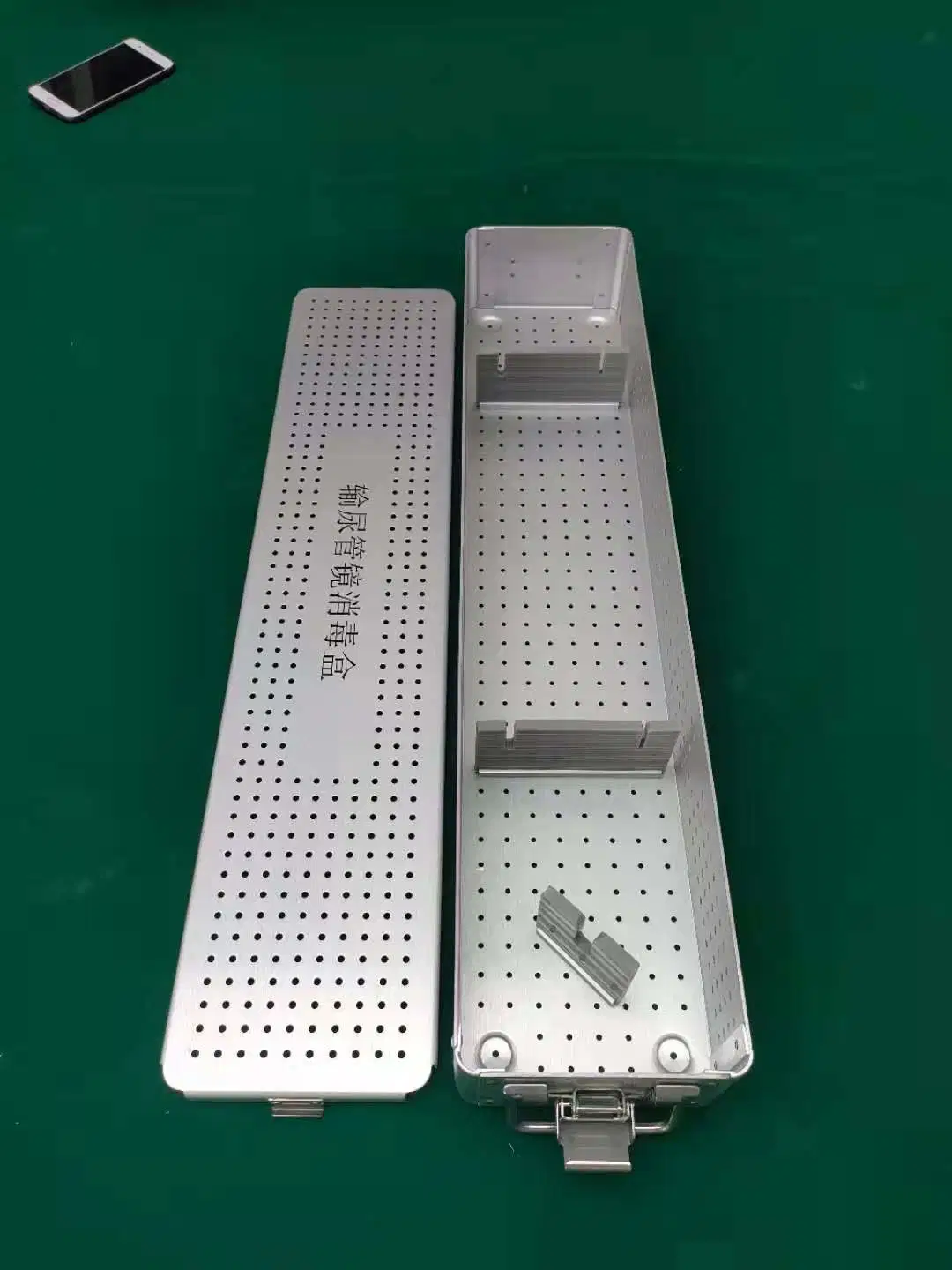 Single-Layer Aluminum Alloy Sterilization Box Silicone Mat for Sterilization Tray Disinfection Case Sterilising Tray