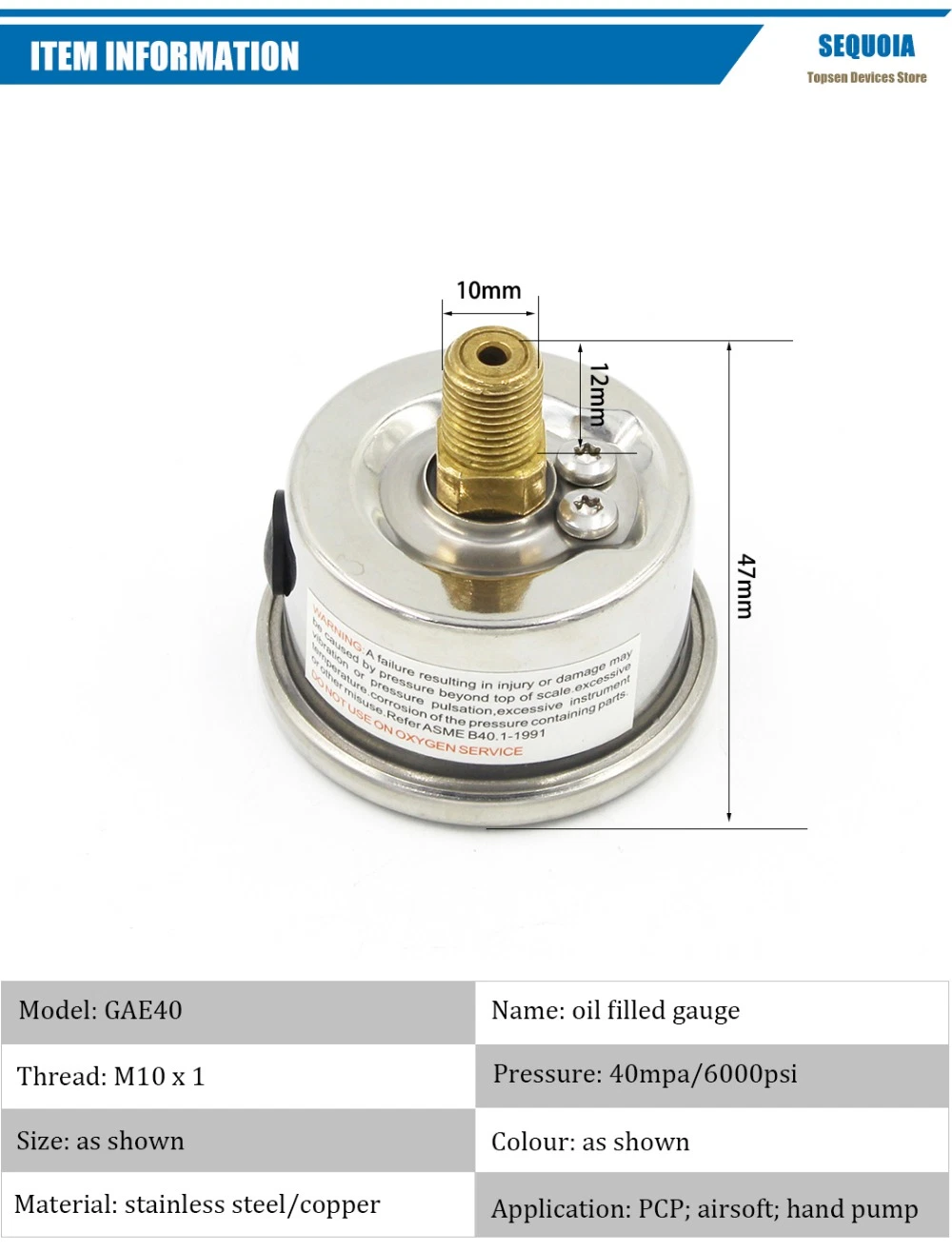 Manomètre de gonflage pour manomètre de pompe manuelle d'agitation 6000 psi pendant Bomba