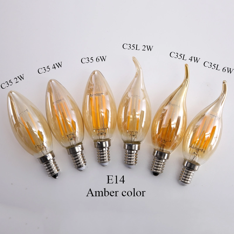 LED Filament Bulb Lamp 7W Glass C35L COB LED Light Candle Lamp Amber Clear Glass Edison Bulb E14 Classic Lamp Decoration Lamp