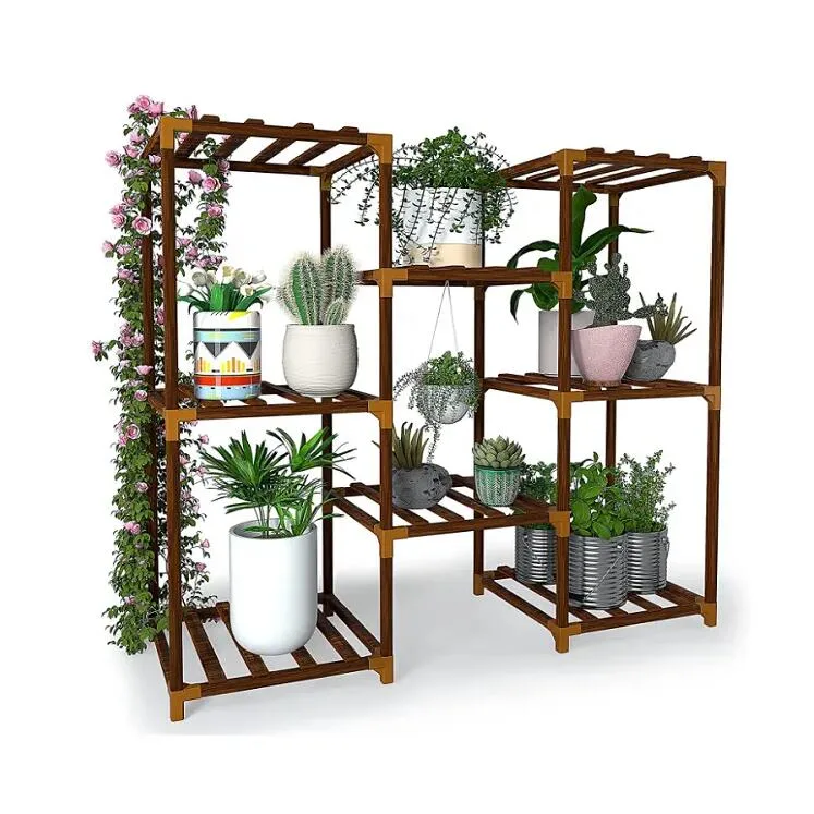 Soporte de plantas Multi-funcionales de bambú Soporte de plantas Morden Interior exterior Stand