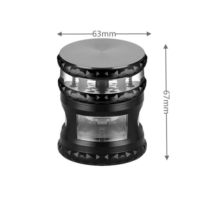 New Metal Window Smoke Grinder 63mm Four-Layer Three-Eye Slotted Tooth Zinc Alloy Grinder