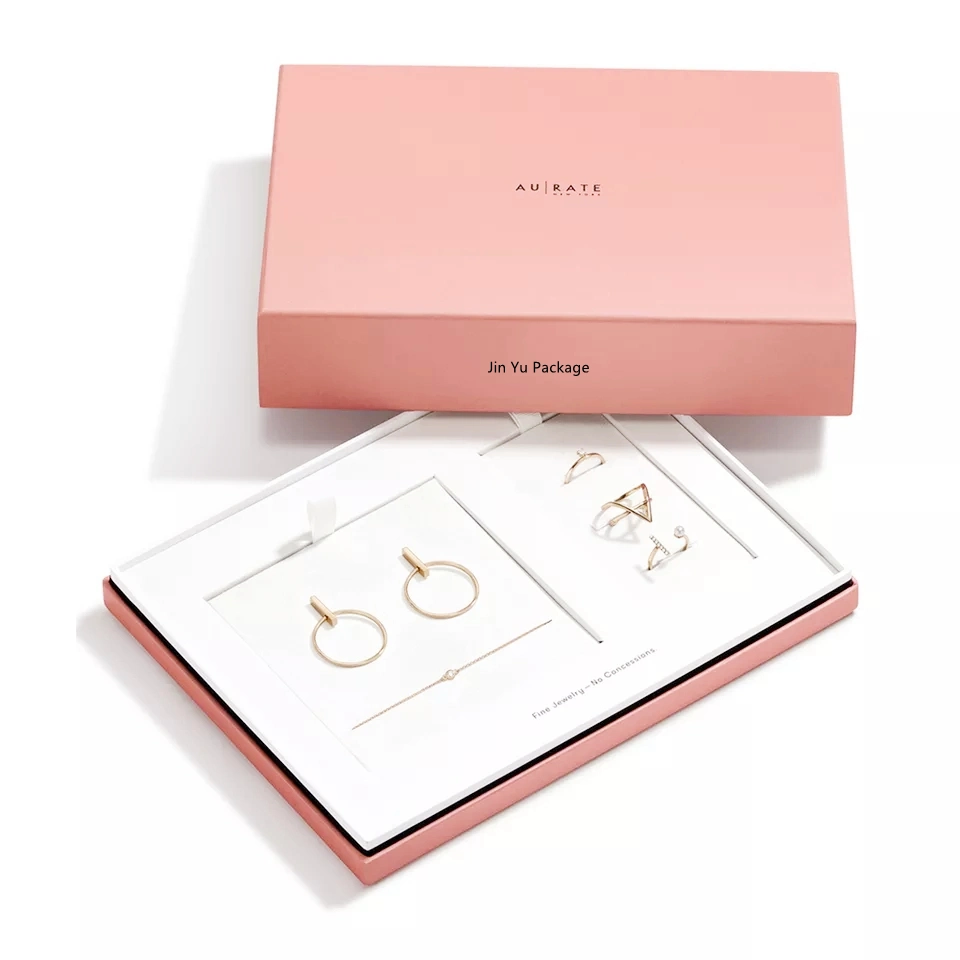 Benutzerdefinierte Elegante Rosa Farbe Druck Papier Geschenk Ring Schmuck Verpackung Boxen Großhandel/Lieferant