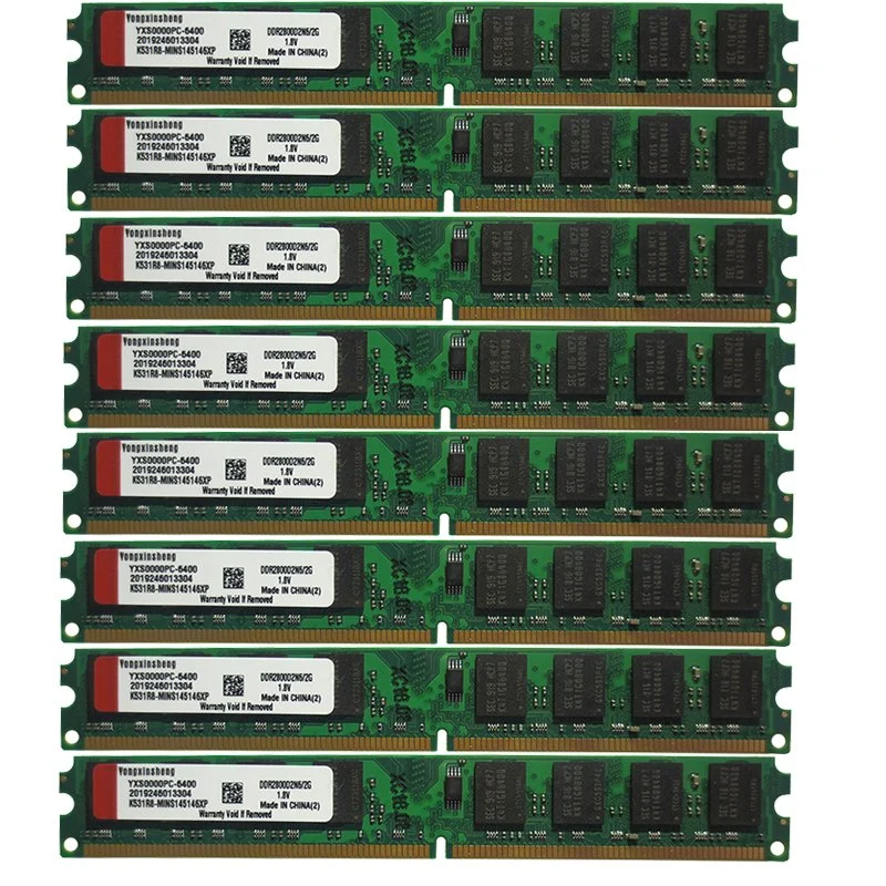 DDR2 2GB 800MHz PC2-6400 DIMM Desktop PC RAM 240 Pins 1.8V Non Ecc 2rx8 2-Sides, 8chips Per Side, 2GB DDR2