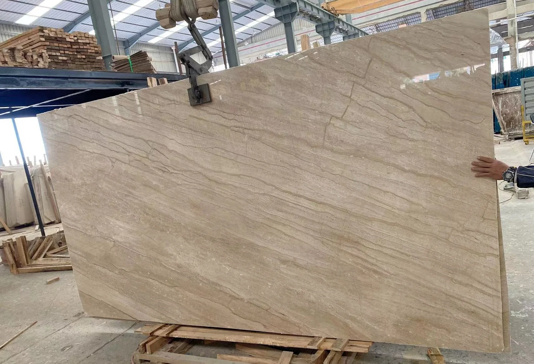 Daino Beige Marble Natural Stones Polished Bookmatch Slabs