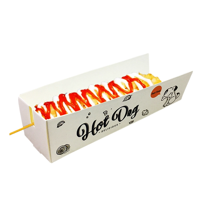 Disposable Restaurant Picnic Party Food Packaging Sausage Hot Dog Paper Boxes for Takeaway Container