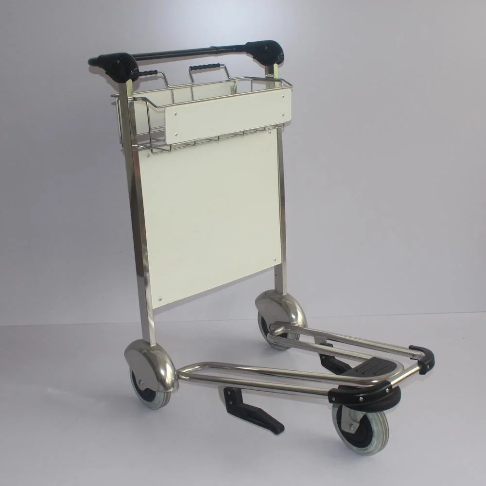 3 Wheels Stainless Steel Functional Airport Trolley Cart with Brake